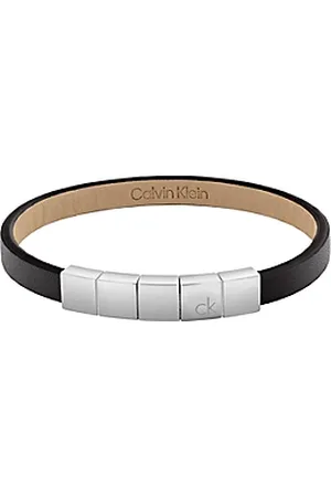 Calvin Klein Geometrische armband van leer en staal