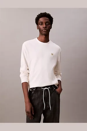 Calvin Klein Wafel-T-shirt met lange mouwen