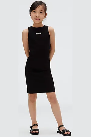 Calvin Klein Slim geribbelde mouwloze jurk