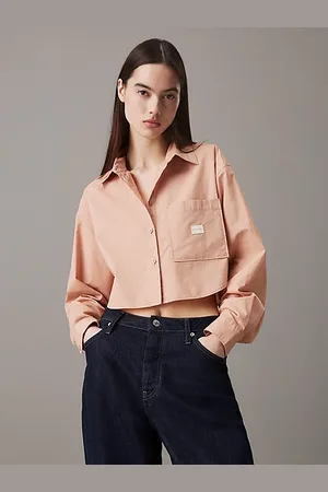Calvin Klein Cropped overhemd van poplinkatoen