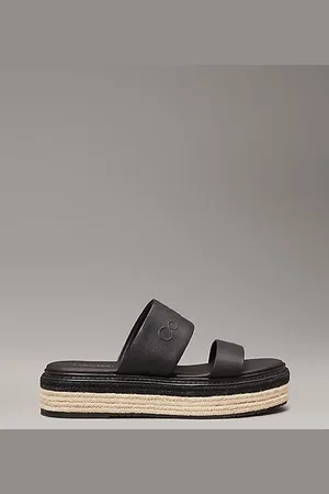 Calvin Klein Leren espadrillesandalen met plateauzool