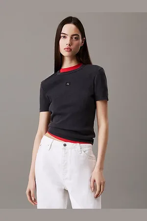 Calvin Klein Slim T-shirt van ribkatoen