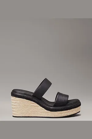 Calvin Klein Leren espadrillesandalen met sleehak