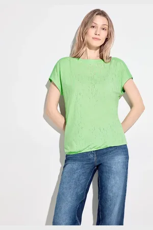 CECIL Dames T-shirt met wording in , Gr: XXL