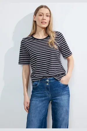 CECIL Dames Gestreept shirt van effectgaren in , Gr: XS