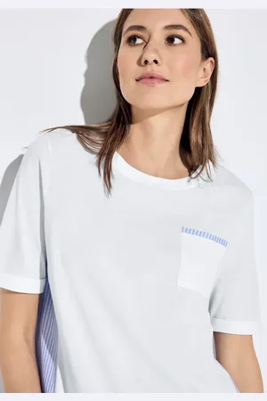 CECIL Dames T-shirt van materiaalmix in , Gr: S