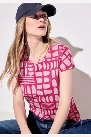 CECIL Dames T-shirt van effectgaren in , Gr: XXL