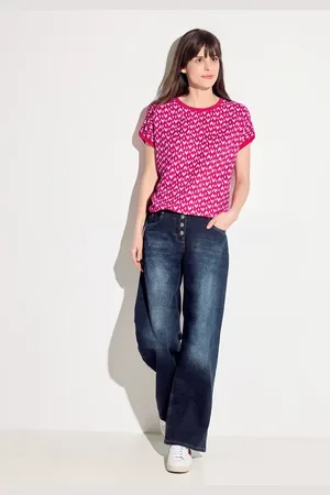 CECIL Dames T-shirt van een materiaalmix in , Gr: XXL