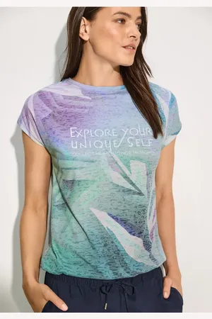 CECIL Dames Burn-out T-shirt met print in , Gr: XXL