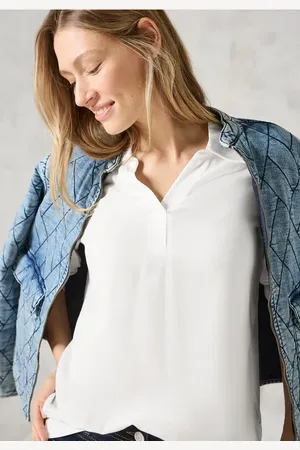 CECIL Dames Blouse shirt met materiaalmix in , Gr: XXL