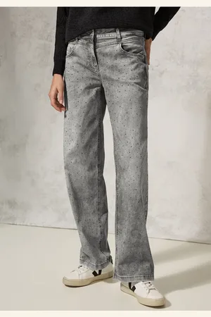 CECIL Dames Jeans met glitterdetails in , Gr: 29