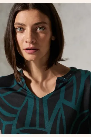 CECIL Dames Bedrukt shirt met decoratieve steentjes in , Gr: L
