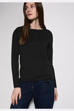 CECIL Dames Materiaalmix shirt met lange mouwen in , Gr: L