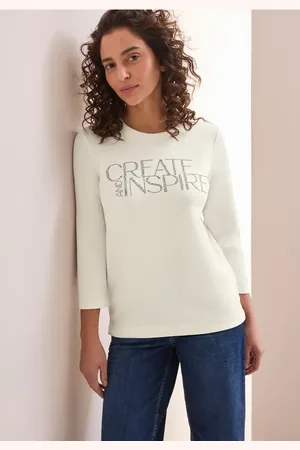 CECIL Dames Zacht shirt met tekst in , Gr: L