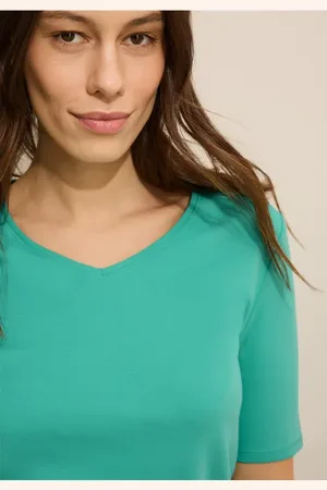 CECIL Dames Basic T-shirt met V-hals in , Gr: L