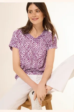 CECIL Dames Gedessineerd V-hals Shirt in , Gr: 3XL