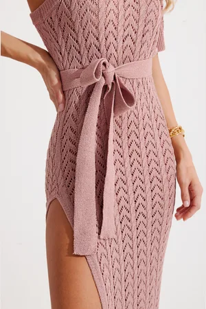 Cupshe Roze asymmetrische maxi-jurk met nekbedekking
