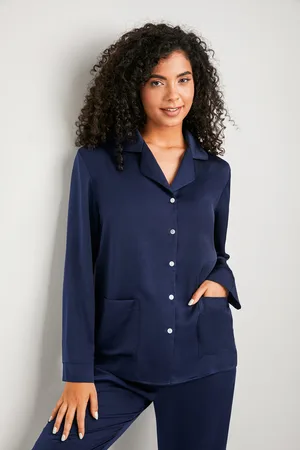 Cupshe Blauwe satijnen pyjama top en broek set