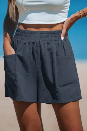 Cupshe Marineblauwe elastische taille losse pijp shorts