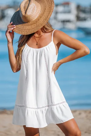 Cupshe Beach Belle Witte Cover-Up Mini Jurk