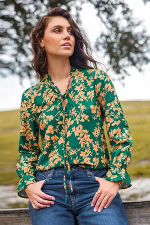 Cupshe Groen & split hals poetsmouw blouse