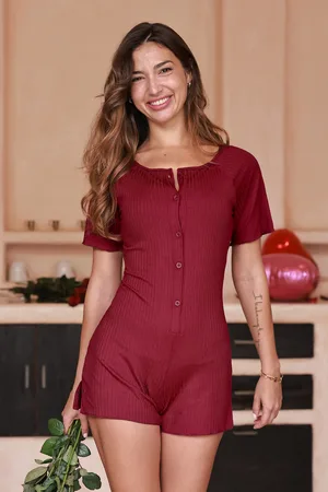 Cupshe Gebundelde rode pyjama romper