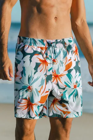 Cupshe Groene tropische bloemen boardshorts voor heren