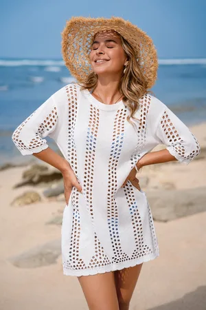 Cupshe Open Air Beige Cover-Up Mini Jurk