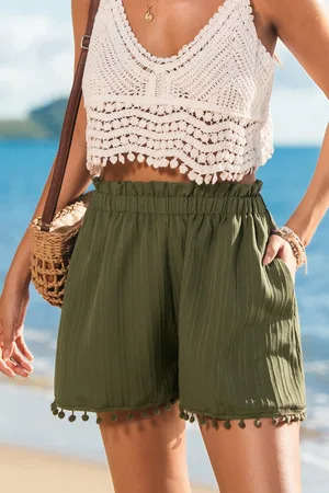 Cupshe Herfstbries Groene Cover-Up Shorts