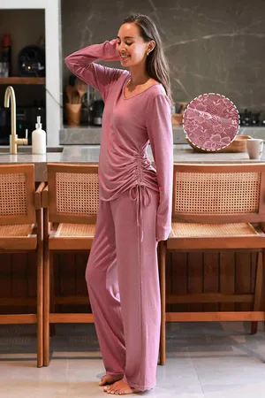 Cupshe Asymmetrische top met lange mouwen en pyjamabroekset