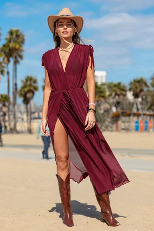 Cupshe Meisjesavond Rode Cover-Up Midi-jurk