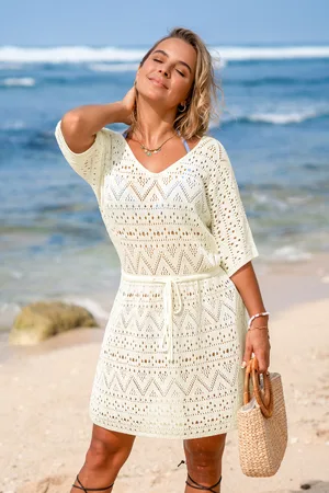 Cupshe Sun Dreaming Cr??me Cover-Up Mini Jurk