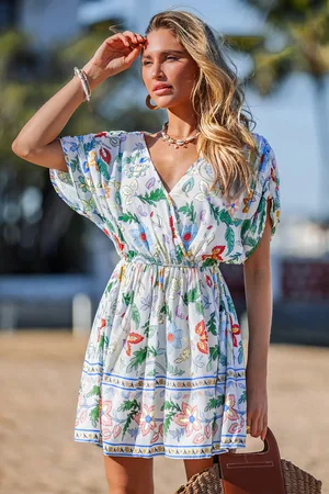 Cupshe Levendige Vibes Bloemen Cover-Up Mini Jurk
