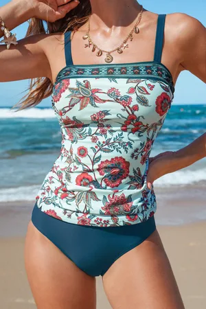 Cupshe Seafoam Whisper bloemen tankini set
