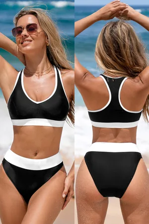 Cupshe Super Bloom bikinitop met V-hals en broekje met hoge taille