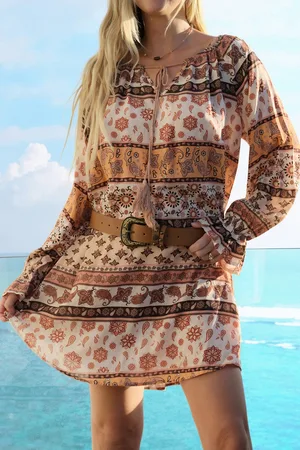 Cupshe Boho Paisley Mini-jurk met lange mouwen