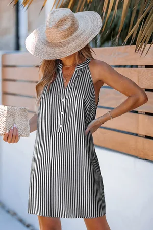 Cupshe Marina gestreepte cover-up mini-jurk