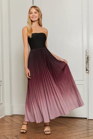 Cupshe Rode Ombre Strapless Geplooide Maxi-jurk