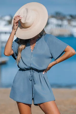 Cupshe Cozy Textures Blauwe Romper