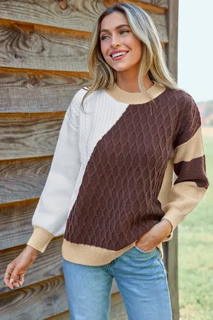 Cupshe Colorblock lange mouw ronde hals trui