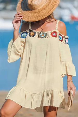 Cupshe Gehaakte off-shoulder cover-up mini-jurk