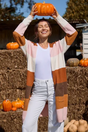 Cupshe Colorblock Open Front Lange Mouw Lang Vest