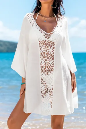 Cupshe Coastal Air Witte Cover-Up Mini Jurk
