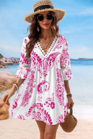 Cupshe Blozende rozen paisley cover-up mini-jurk