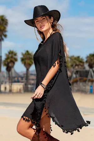 Cupshe Chill Tide Zwarte Cover-Up Mini Jurk