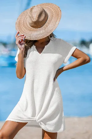 Cupshe Comfortabele lounge witte cover-up mini-jurk