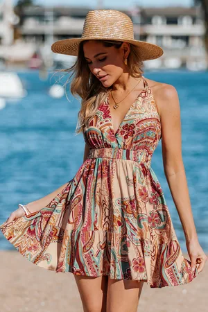 Cupshe Boho Flirt Paisley Mini-jurk