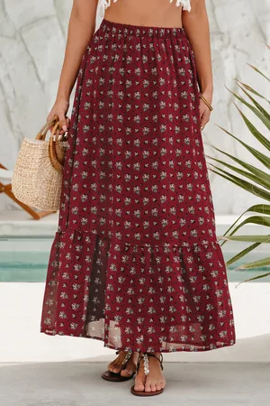 Cupshe Boho Florals Maxi-rok met geplooide zoom