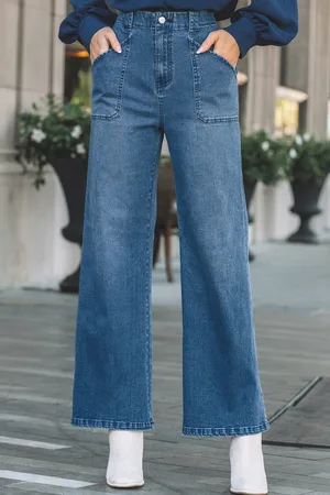 Cupshe Blauwe denim flared leg jeans