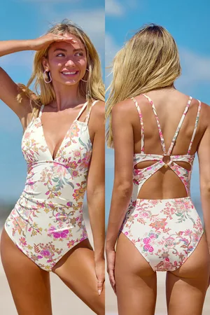 Cupshe Cr??me Paisley badpak met dubbele bandjes